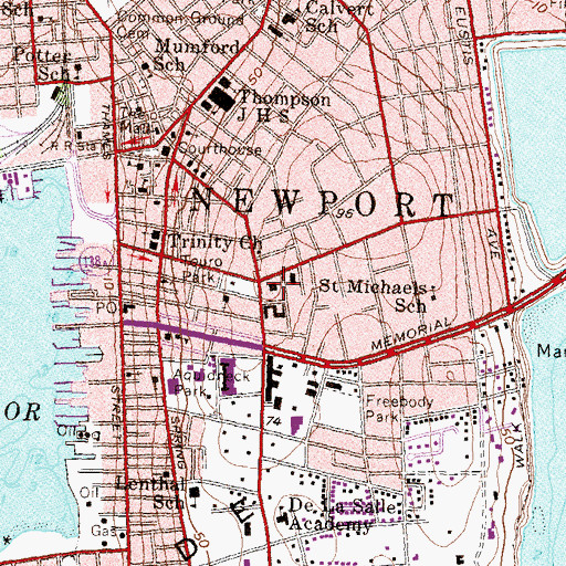 Topographic Map of The Art Association of Newport Building, RI