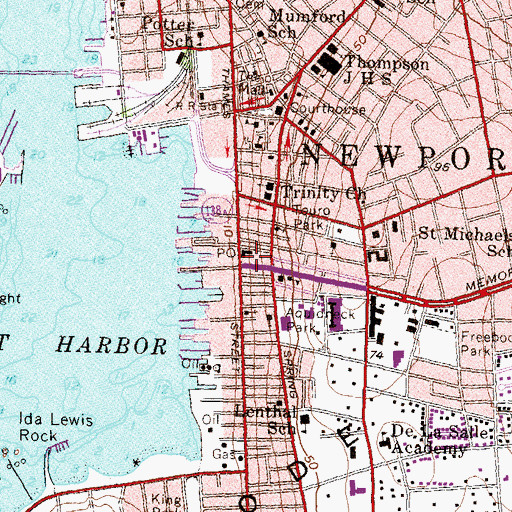 Topographic Map of Newport Post Office, RI