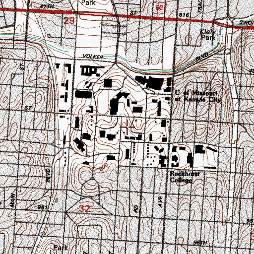 Topographic Map of Scofield Hall, MO