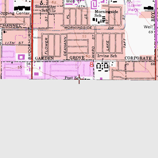 Topographic Map of Post Elementary School, CA