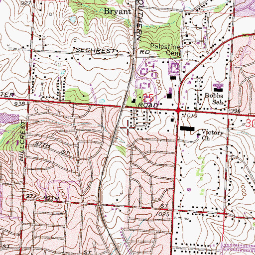 Topographic Map of Saint Matthew Baptist Church of Spruce, MO