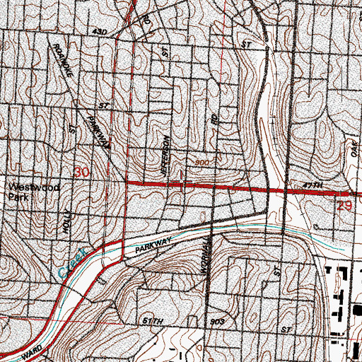 Topographic Map of Seventh Church of Christ Scientist of Kansas City, MO