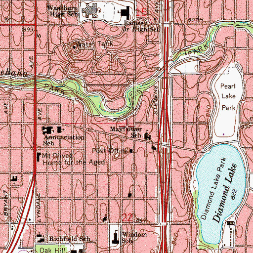 Topographic Map of Minneapolis Fire Department Station 27, MN