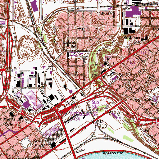 Topographic Map of Saint Paul Fire Department Station 4, MN