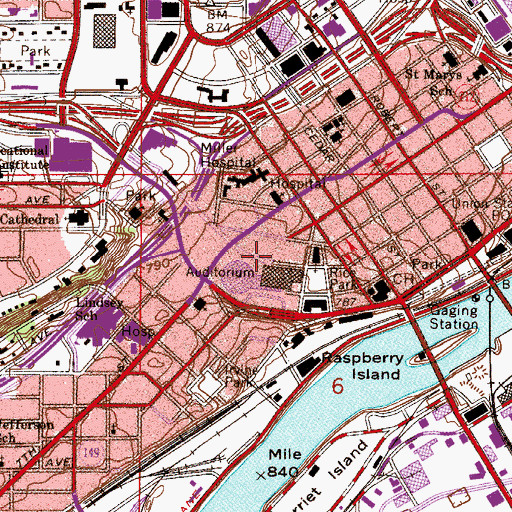 Topographic Map of Xcel Energy Center, MN