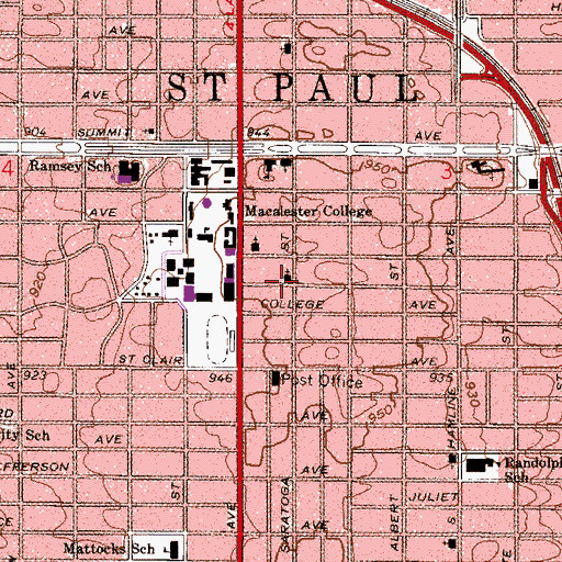 Topographic Map of Fairmont Avenue United Methodist Church, MN