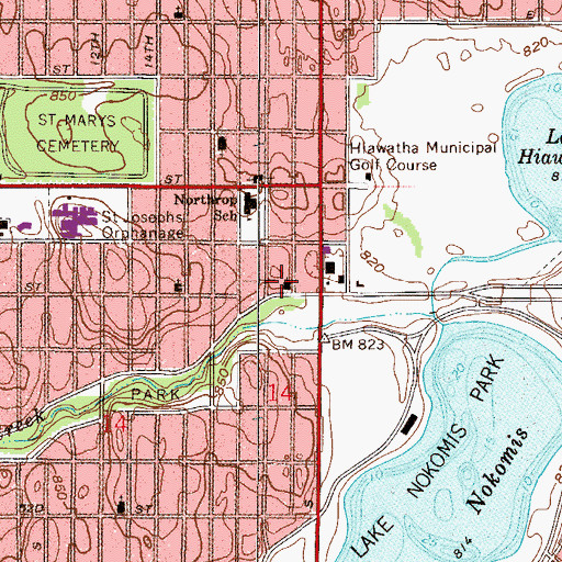Topographic Map of Holy Cross Lutheran Church, MN