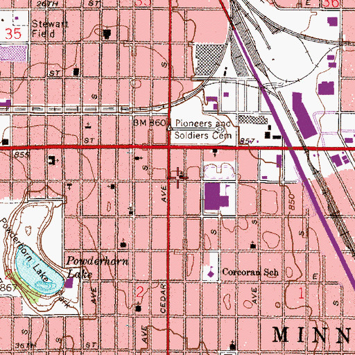 Topographic Map of All Saints Church, MN