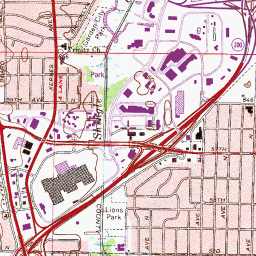 Topographic Map of Brookdale Square Shopping Center, MN