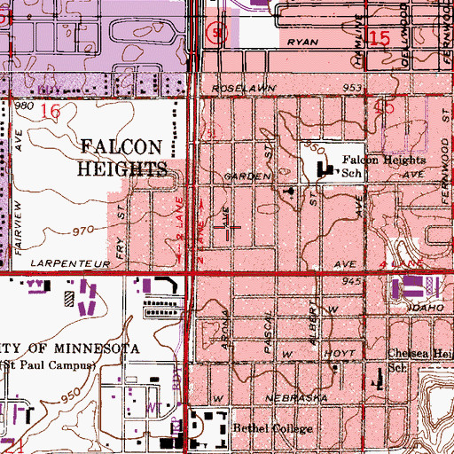 Topographic Map of Falcon Crossing Shopping Center, MN