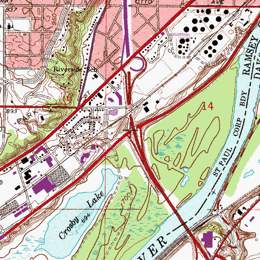 Topographic Map of Interchange 103A, MN