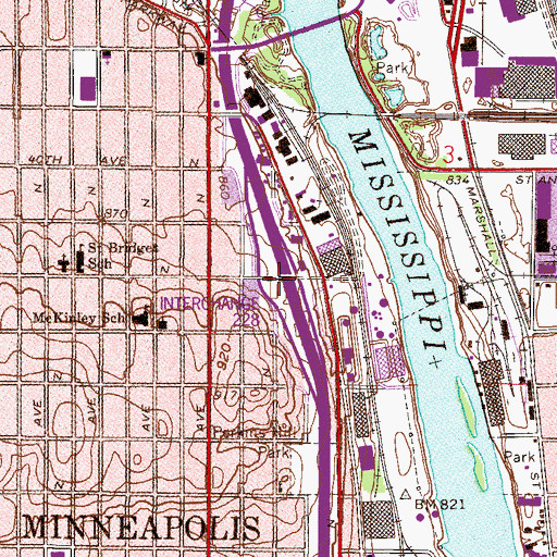 Topographic Map of Interchange 228, MN