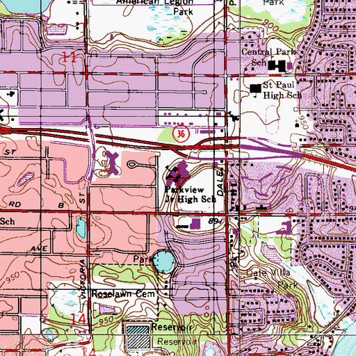 Topographic Map of Parkview Center Elementary School, MN