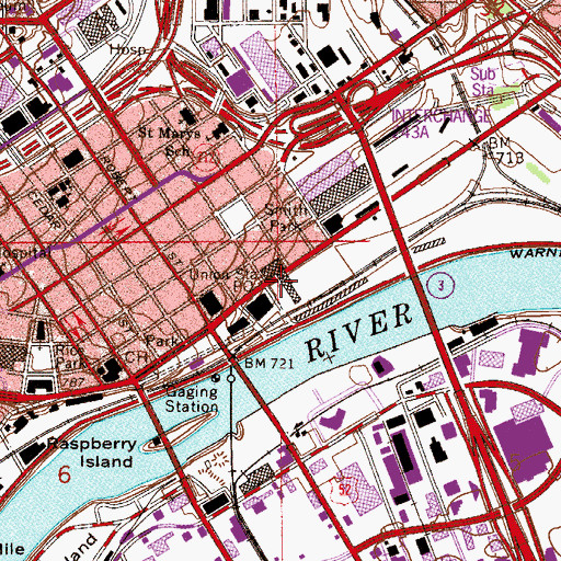 Topographic Map of Union Station, MN