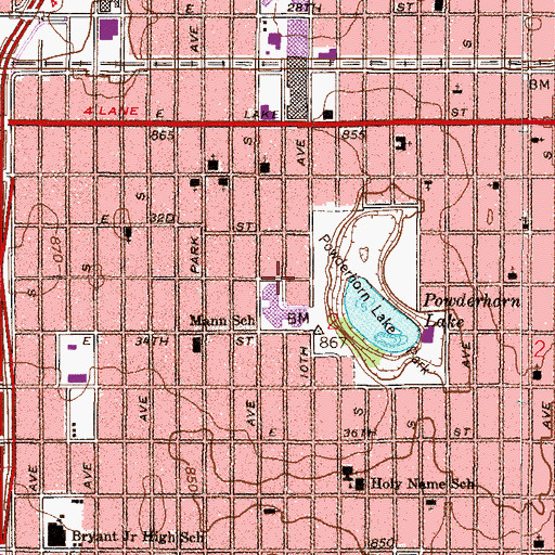 Topographic Map of Benjamin Banneker Middle School, MN