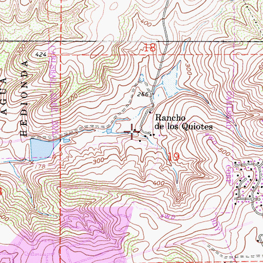 Topographic Map of Rancho de los Quiotes, CA