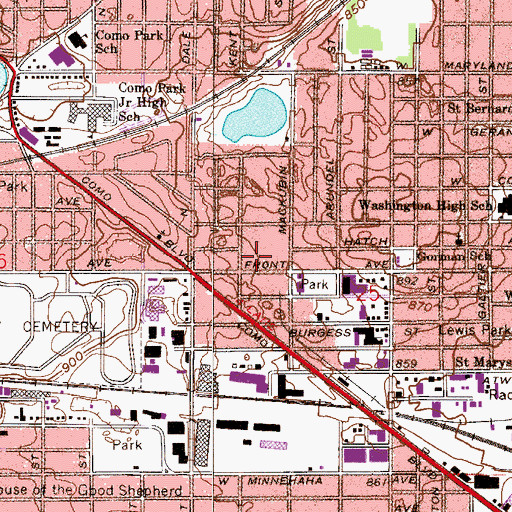 Topographic Map of Crossroads Montessori, MN