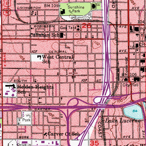Topographic Map of Shiloh Baptist Church of Orlando, FL