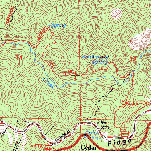 Topographic Map of Rattlesnake Trail, CA