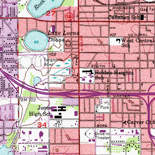 Topographic Map of Orange Blossom Post Office, FL