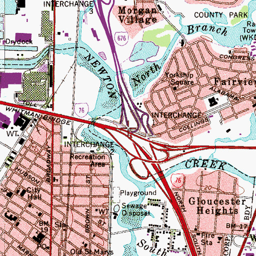 Topographic Map of Interchange 1C, NJ