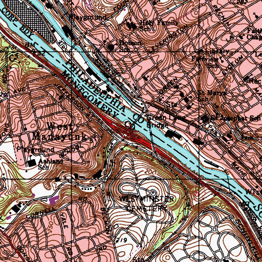 Topographic Map of Interchange 338, PA