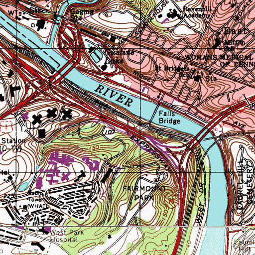 Topographic Map of Interchange 340A, PA