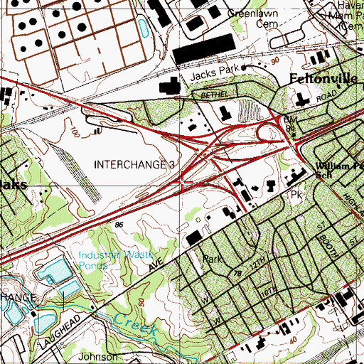 Topographic Map of Interchange 3A, PA