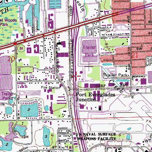 Topographic Map of Interchange 10A and 10B, FL