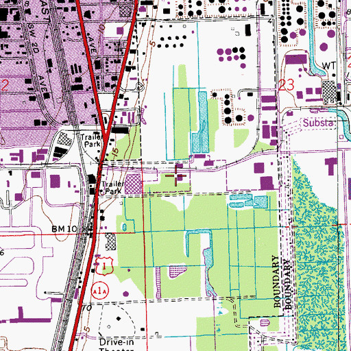Topographic Map of Interchange 12A and 12B and 12C, FL