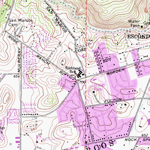 Topographic Map of Richland Elementary School, CA
