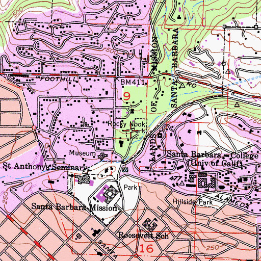 Topographic Map of Rocky Nook Park, CA