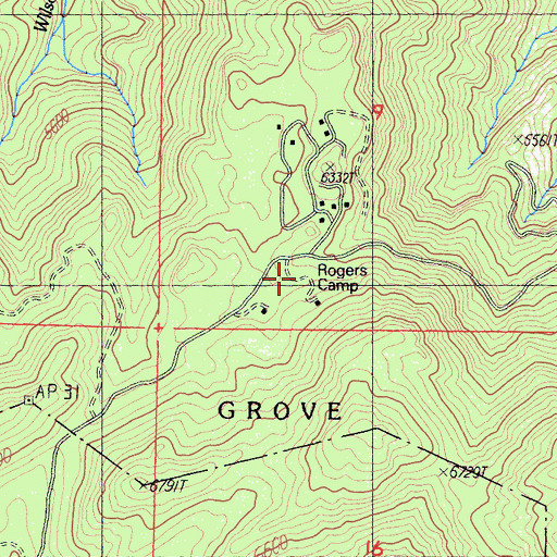 Topographic Map of Rogers Camp, CA