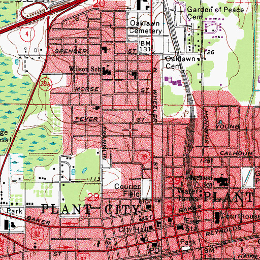 Topographic Map of Plant City Heights, FL