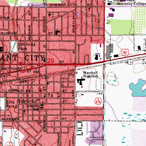Topographic Map of Rosemont, FL