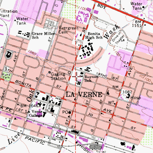 Topographic Map of Marion J Roynon Elementary School, CA