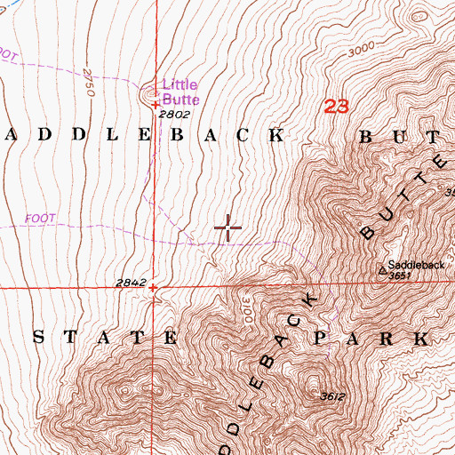 Topographic Map of Saddleback Butte State Park, CA