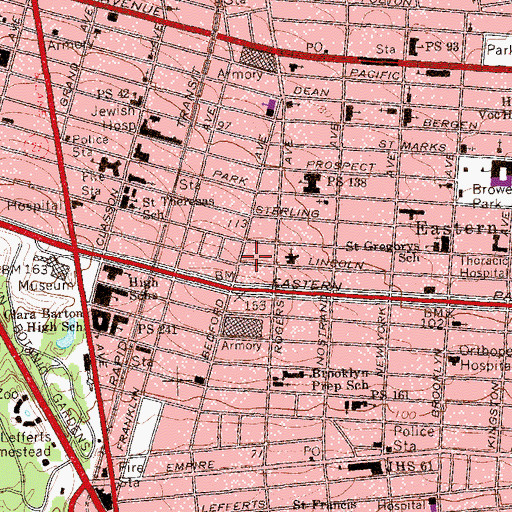 Topographic Map of Charity Neighborhood Baptist Church, NY