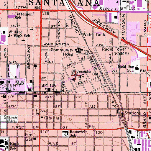 Topographic Map of Saint Joseph School, CA