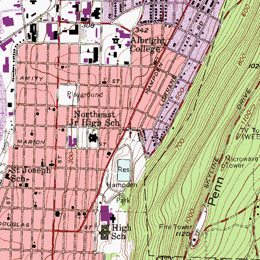 Topographic Map of First Church of God, PA