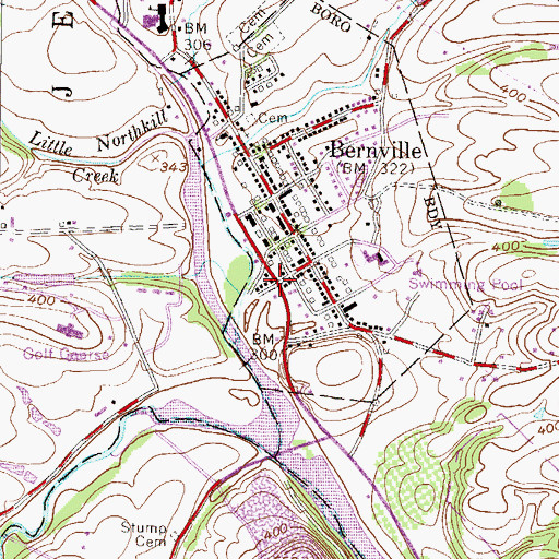 Topographic Map of Bernville Borough Hall, PA