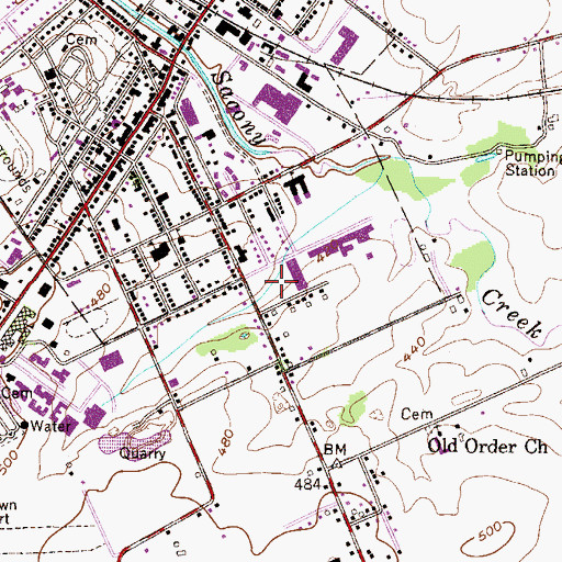 Topographic Map of Cornerstone Community Baptist Church, PA