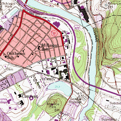 Topographic Map of E.J. Dives Playground, PA