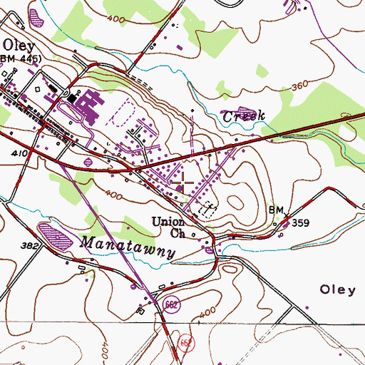 Topographic Map of Oley Township Administration Building, PA