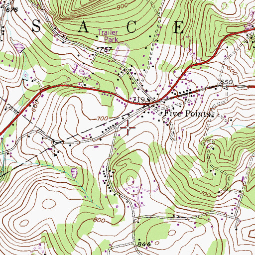 Topographic Map of Overlook Woods, PA