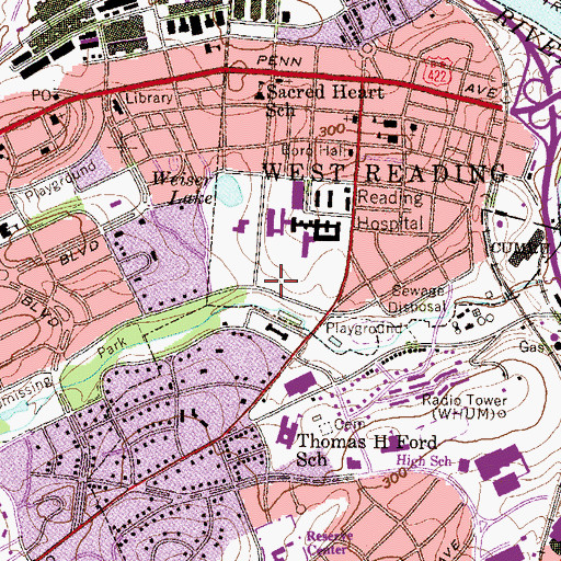 Topographic Map of Reading Hospital Health Education Center, PA