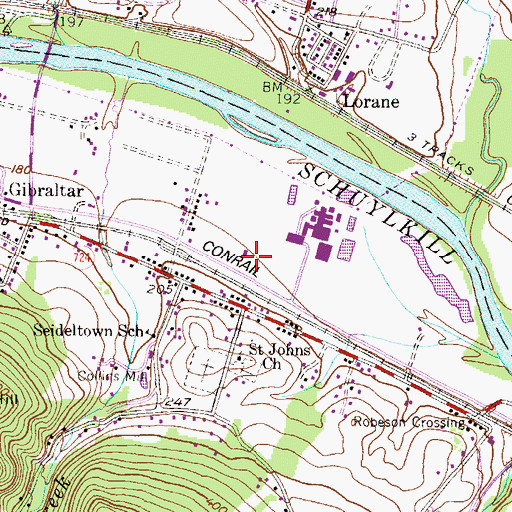 Topographic Map of Robeson Township Building, PA