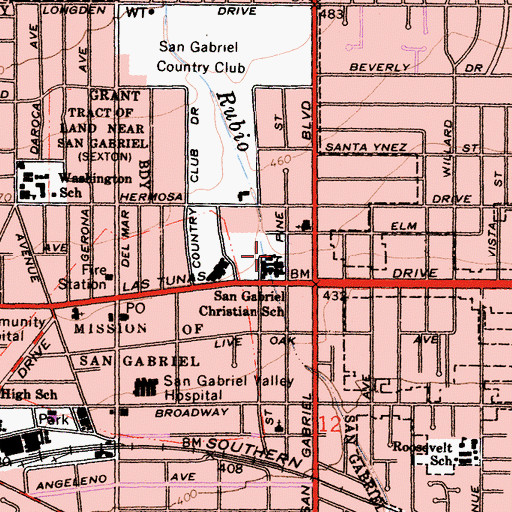 Topographic Map of San Gabriel Christian School, CA