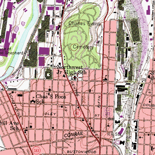 Topographic Map of Saint Margaret School, PA
