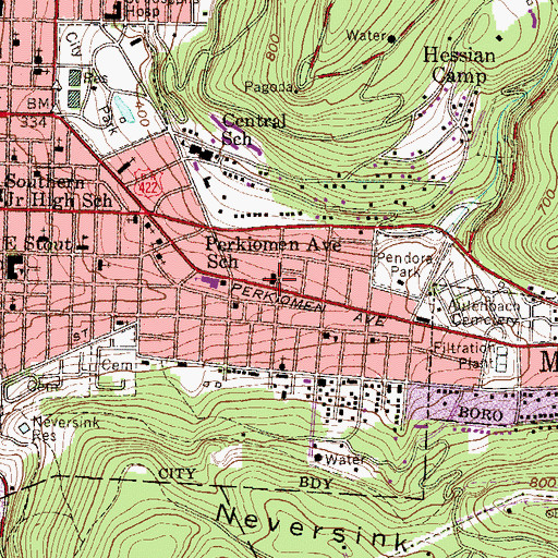 Topographic Map of Saint Paul's Lutheran Church, PA